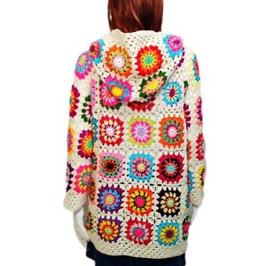 Granny Square Afghan crochet cardigan,  Hoodie Cardigan, mothers day gift