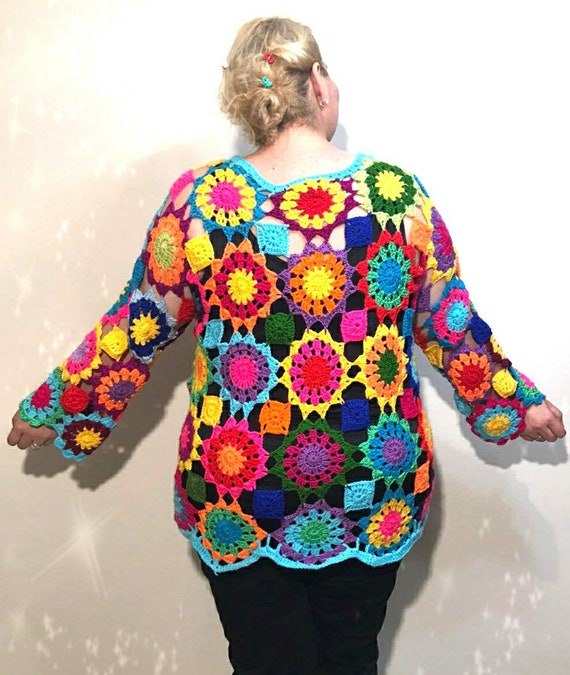 Rainbow cardigan plus size hotsell