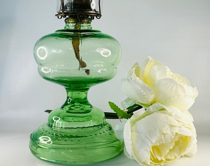 Uranium Glass Oil Lamp Unique Larger Design and in Excellent Condition