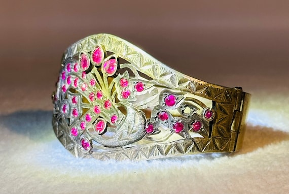 Late 1800’s Antique Silver and Ruby (Pinkish Red)… - image 1