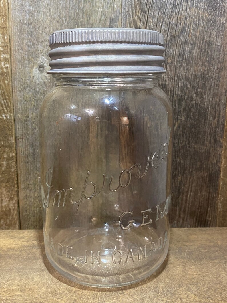 Antique IMPROVED GEM Mason Style Canning Jars Made in Canada Etsy