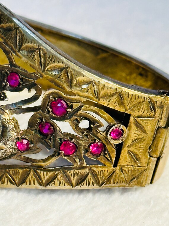 Late 1800’s Antique Silver and Ruby (Pinkish Red)… - image 9