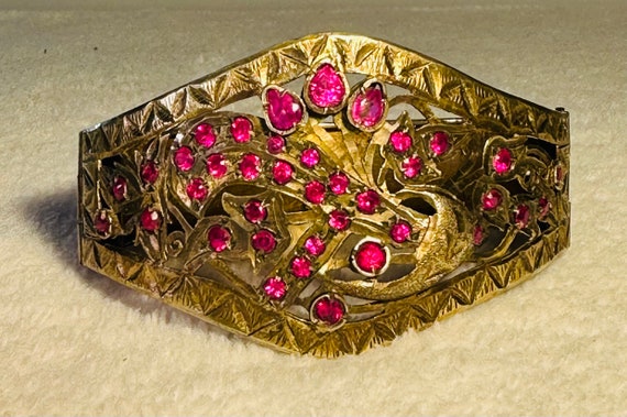 Late 1800’s Antique Silver and Ruby (Pinkish Red)… - image 2