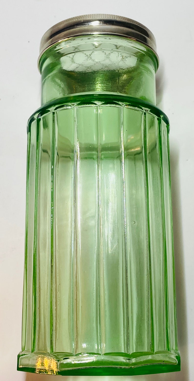 1930s Green Manganese Glass Sugar Shaker Jar Art Deco Style Etsy Canada