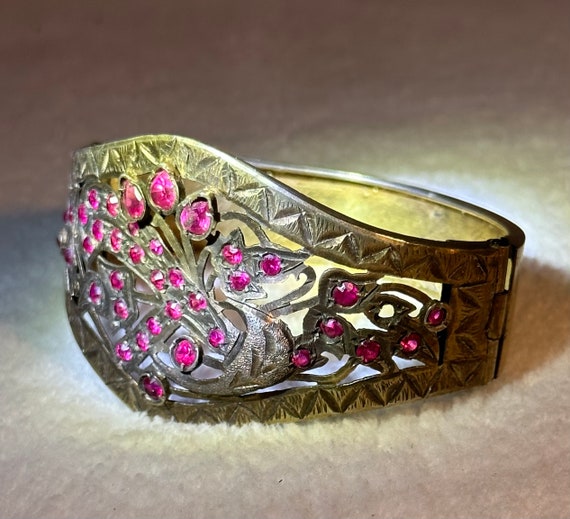 Late 1800’s Antique Silver and Ruby (Pinkish Red)… - image 3