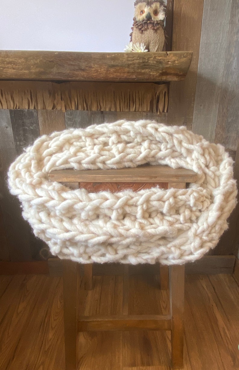 Vintage Virgin Wool Knit Infinity Shawl Large Loop image 7