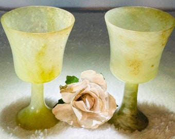 Chinese Old Jade/Jadeite Miniature Cups/Goblets • Translucent Pale Green