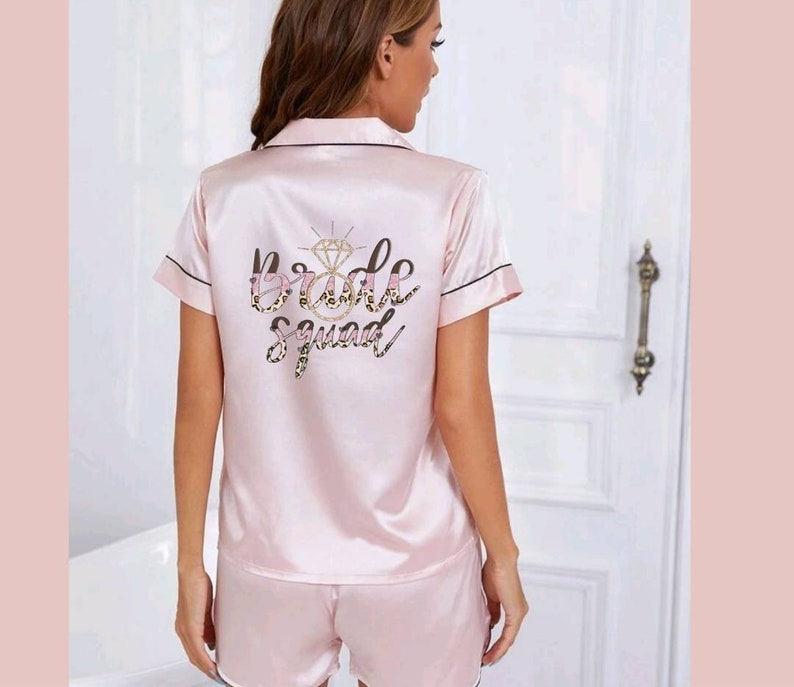 Bride Squad Bride bride Tribe Personalised Satin Short Pjs - Etsy UK