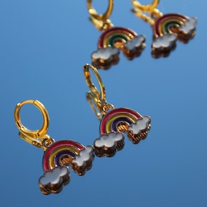 Rainbow Huggies, Rainbow Charm Huggies, Rainbow Pride Earrings,  Rainbow Earrings, Pride month earrings, LGBTQ earrings