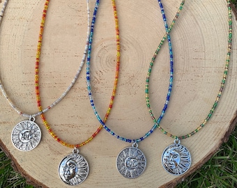Naszyjnik z koralików ze znakiem zodiaku, naszyjnik z koralików ze znakiem zodiaku, naszyjnik z zawieszkami ze znakiem zodiaku, naszyjnik z koralików ze słońcem i księżycem, naszyjnik z motywem znaku zodiaku, naszyjnik z koralików ze znakiem zodiaku