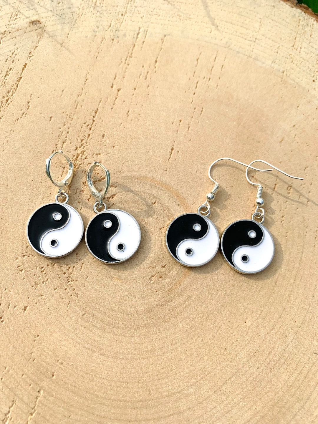Yin Yang Huggie Earrings - Gold