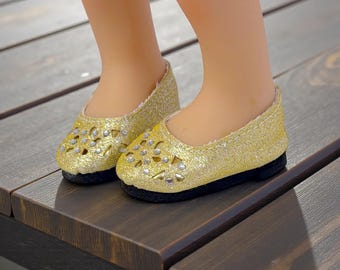 Regular 12” Mia Gold Dress Shoes Fits Nines D’onil Mia & Pippa Dolls