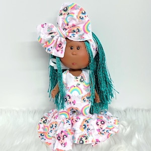Little Mini Mia 9” Nines Artesanals d&#39;Onil Custom Dark Skin with Braids Groovy Power Puff Girls Doll