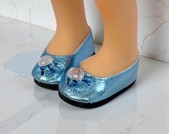 Regular 12” Mia Blue Metallic Dress Shoes Fits Nines D’onil Mia & Pippa Dolls