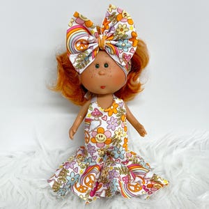 Little Mini Mia 9” Nines Artesanals d&#39;Onil Custom Groovy Hippie Chic Doll with Freckles