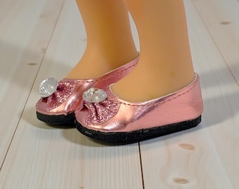 Regular 12” Mia Metallic Pink Dress Shoes Fits Nines D’onil Mia & Pippa Dolls