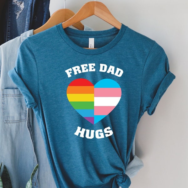 Father's Day Gift for Gay Dad Shirt, Free Dad Hugs T-Shirt, LGBTQ Shirt for Father, LGBTQ Gift for Dad, LGBT Pride T-Shirt,Gay Pride T-shirt