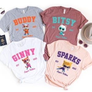SuperKitties Full Characters Shirt, Bitsy shirt, Buddy shirt, Ginny shirt, Sparks shirt, Disney Junior Shirt,team T-Shirt, cat lover shirt