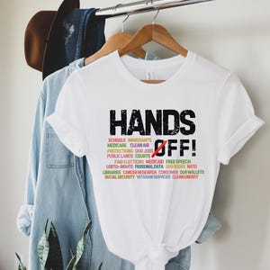 Hands Off Protest Shirt, Political Hands Off Protest Shirt and Sweater, Hands Off Medicaid Medicare Social Security Shirts, Gift For Her