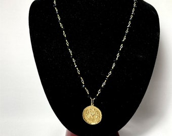22 k vergoldet Rosenkranz Halskette mit 18 k gold Vermeil Tierkreis Charme