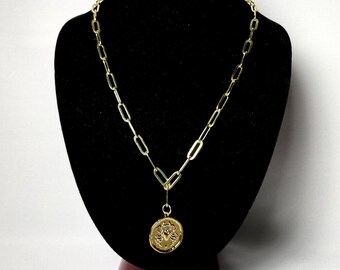 14K Gold gefüllt Büroklammer Kette Halskette mit 18 k gold Vermeil Tierkreis Charme