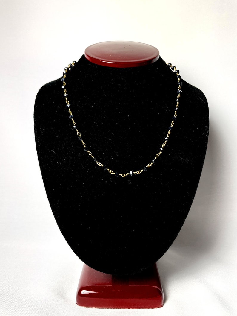 22 k vergoldet Rosenkranz Halskette in schwarz/Gold oder blau/Gold Bild 2