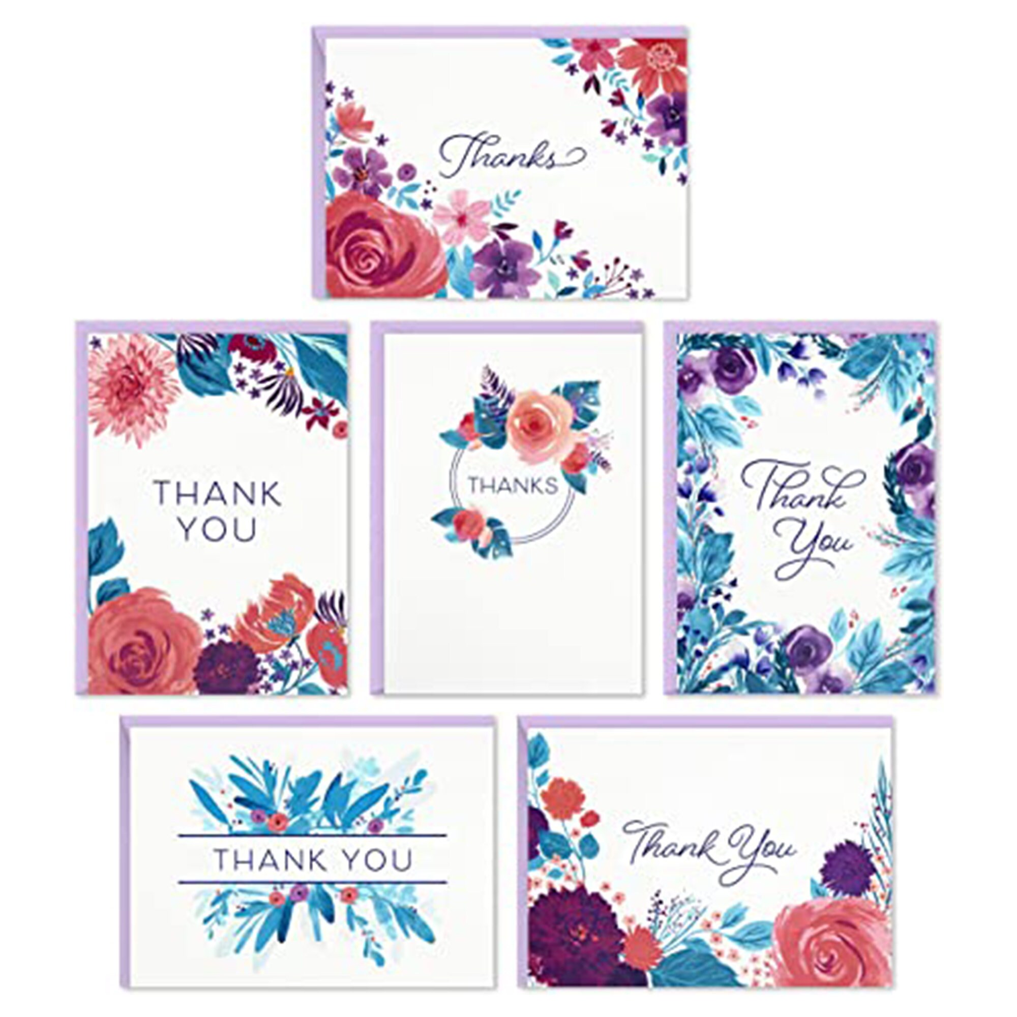 Hallmark Thank You Cards Assortment Painted Flowers 48 Cards Etsy