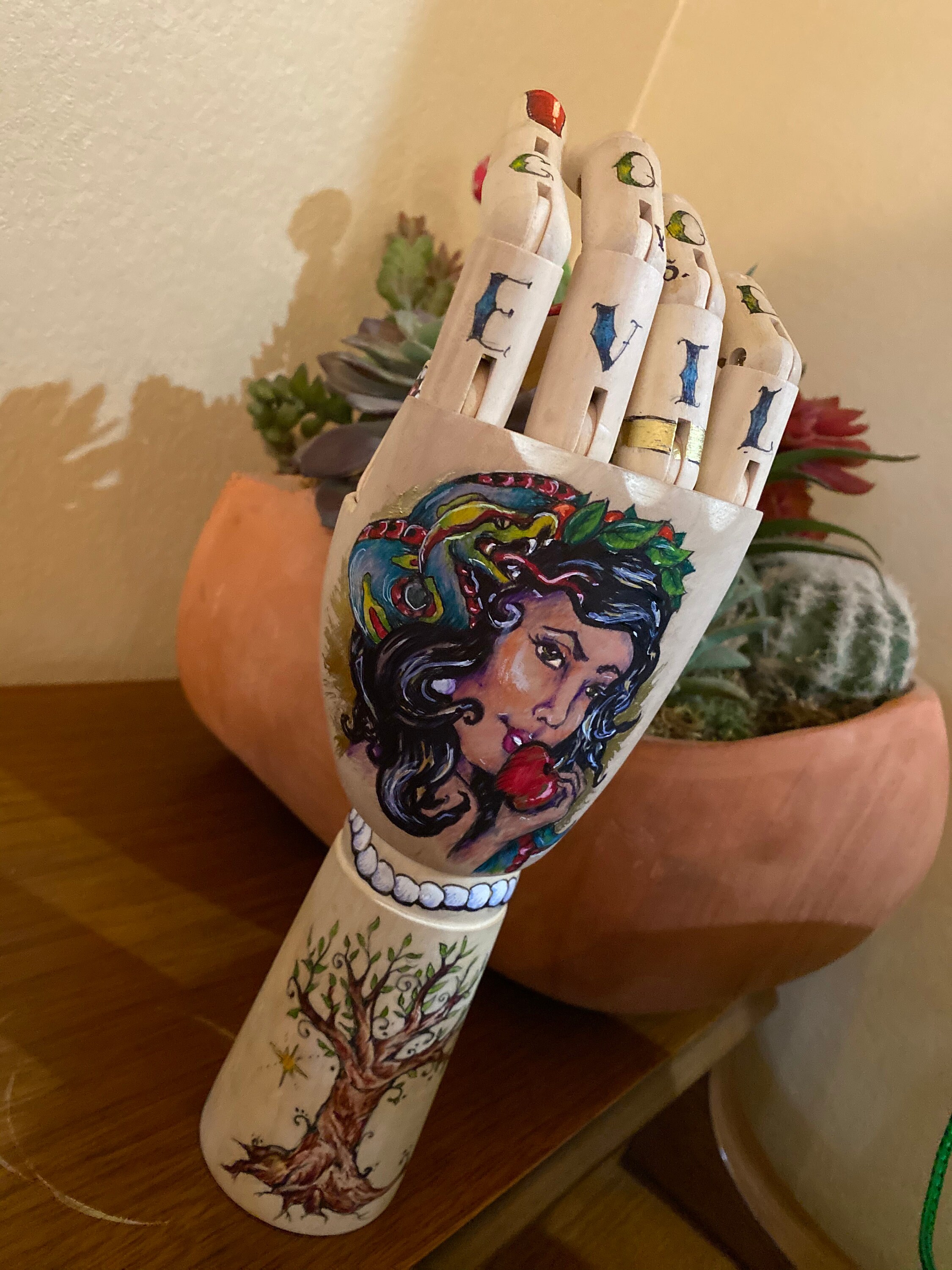 Titled good Vs Evil Wooden Hand Mannequin Tattoo Design - Etsy Hong Kong