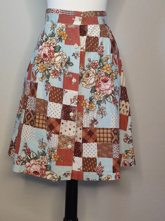 1970s Patchwork Print Skirt