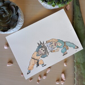 Pintura de acuarela original hecha a mano, Fusion Dragon Ball Z