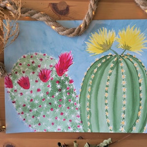 Original handgemachtes Aquarellgemälde, Kaktus