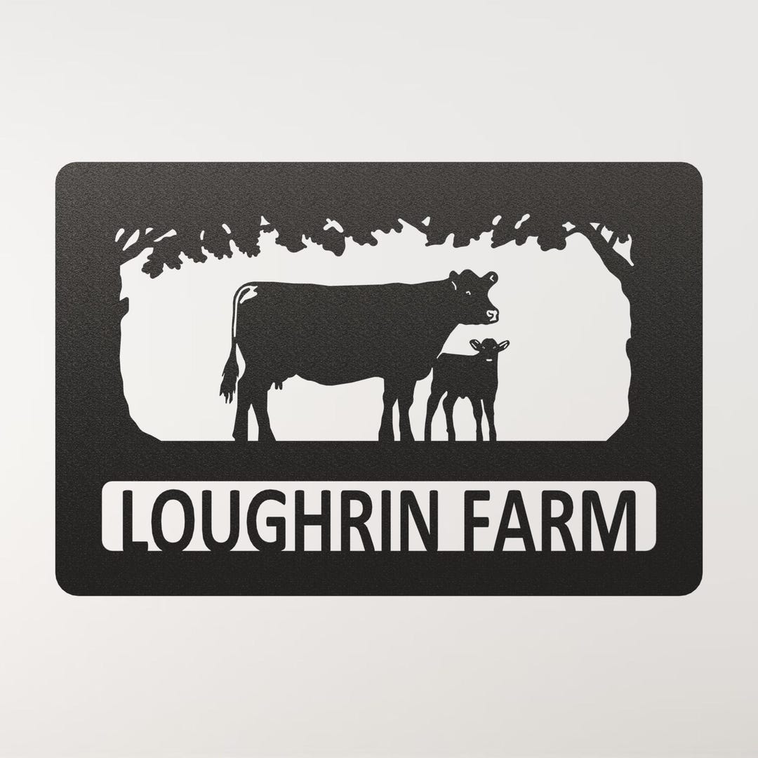 Angus Cow and Calf Metal Farm Sign, Aberdeen Angus Cattle Farm Gate ...