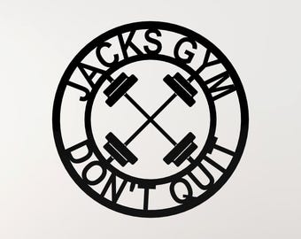 Metall Home Gym Zeichen Kreuz Langhantel, Custom Gym Name Zeichen, Garage Gym Wanddekor, personalisiertes Fitness Zeichen, Gewichtheben Geschenk