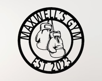 Boxing Gloves Metal Gym Sign, Custom Boxing Gym Sign, Garage Gym Wall Decor, Boxing Wall Art, Fitness Room Sign, Boxer Gift