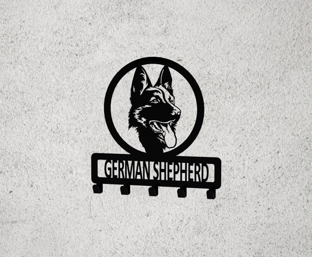 German Shepherd Key Holder Coat Hanger Dog Lead Hook Personalised Dog