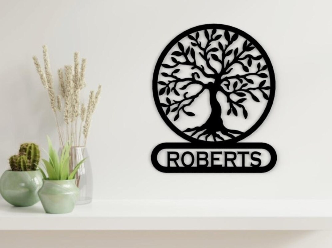 Tree of Life Metal Wall Art Name Address Sign Laser Cut Etsy
