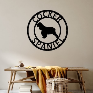Personalised English Cocker Spaniel Dog Metal Sign Name Address House Number Door Sign Kennels