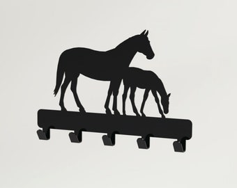 Horse and Foal Design Metal Key or Coat Hook Personalised Gift
