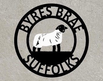 Suffolk Sheep Metal Sign | Personalised | Custom Made Farm Sign | Suffolk Sheep Gift | Personalised Wall Art | Farm Decor