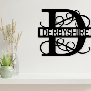 Family Name Monogram Sign Last Name Family Name Wedding Split Monogram Sign Personalised Metal Wall Art