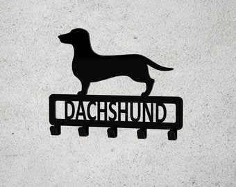 Dachshund Metal Key Holder Coat Hanger Dog Lead Hook Personalised Dog Lover Gift