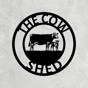 Cow Calf Metal Farm Sign Farmhouse Decor Farm Name Custom Outdoor