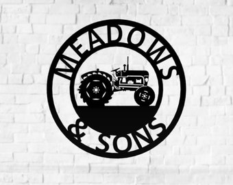 Vintage Tractor Farm Name Sign Metal Custom Farm Sign Farm Decor