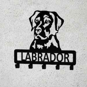 Labrador Metal Key Holder Coat Hanger Dog Lead Hook Personalised Dog Lover Gift