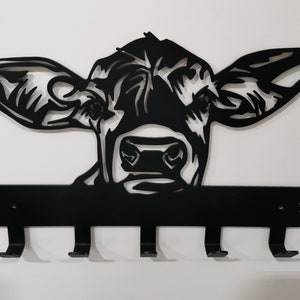 Calf&#39;s Head Design Metal Key or Coat Hook Personalised Gift Farming Gift Gift for Farmer Fathers Day