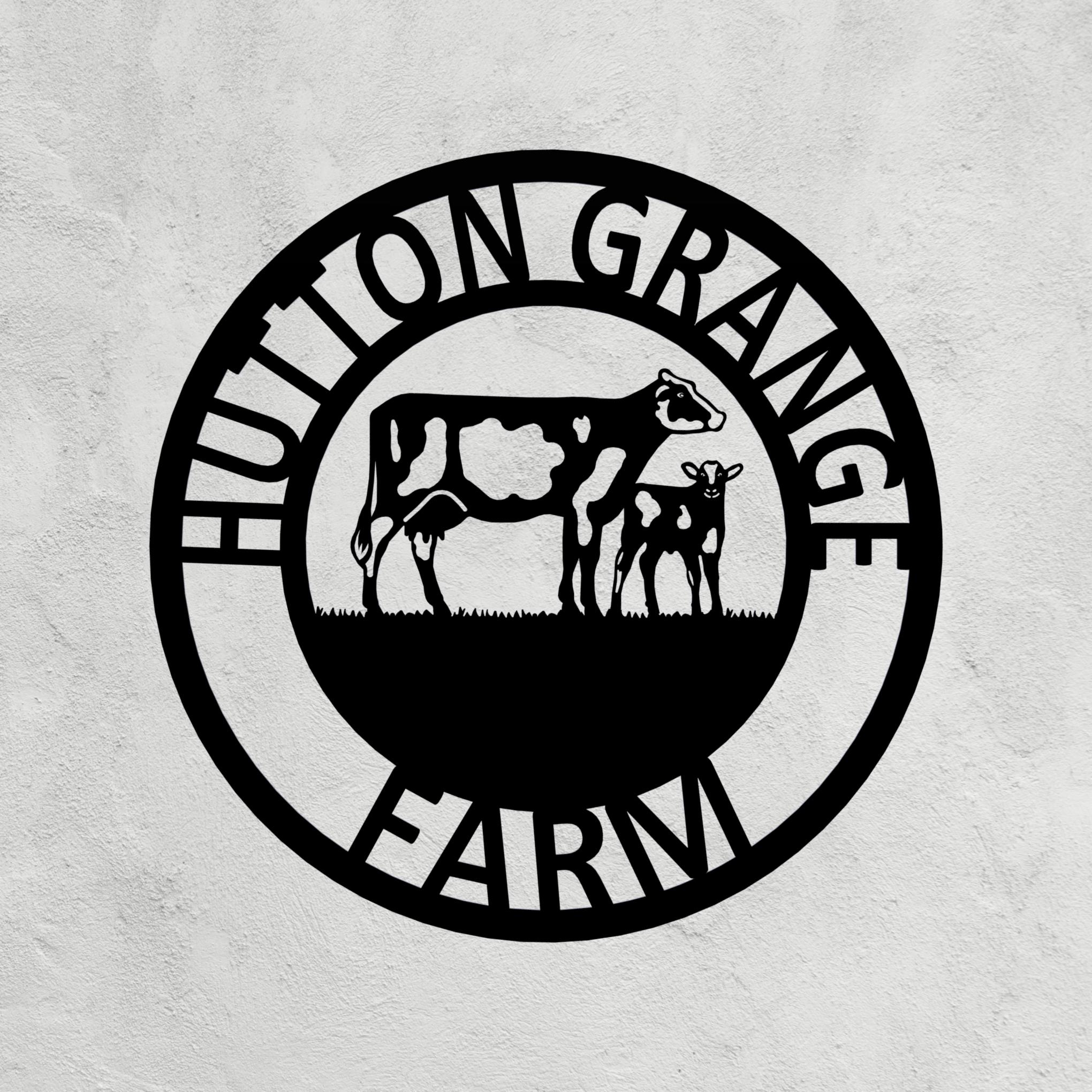 Dairy Cow and Calf Metal Farm Name Sign Custom Farm Sign Farmhouse Decor