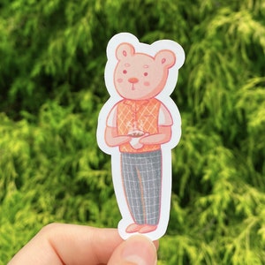 Bear Having Tea Matte Sticker