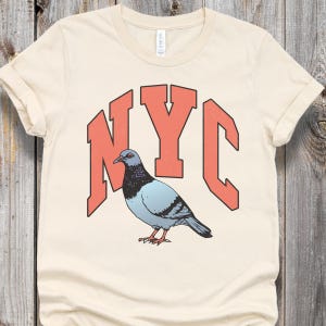 Koszulka z nadrukiem NYC Pigeon, koszulka z grafiką Retro Pigeon, prezent z Nowego Jorku, koszulka dla miłośników ptaków