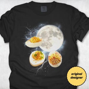 Deviled Eggs Howling at Moon Shirt | Funny Foodie Gift, Retro Meme T-shirt