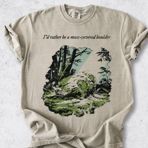 Moss Covered Boulder Shirt | Goblincore Graphic Tee, Weirdcore Introvert Nature Tshirt